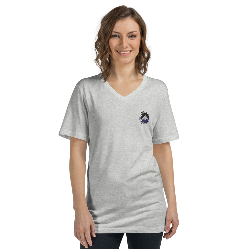 Mount Fuji-san Short Sleeve V-Neck Embroidered T-Shirt