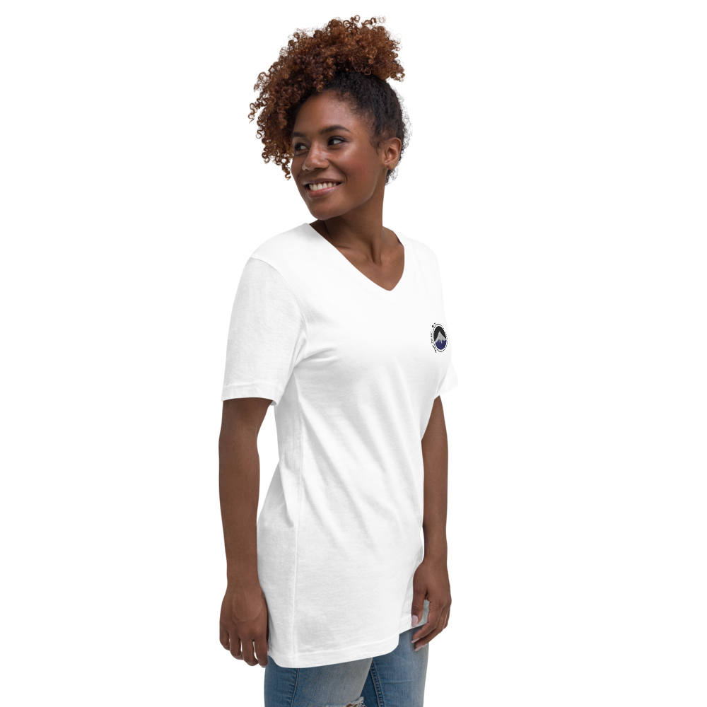 Mount Fuji-san Short Sleeve V-Neck Embroidered T-Shirt